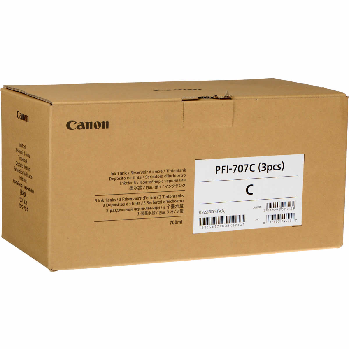 Набор из трех картриджей Canon PFI-707C (9822B003), голубой Набор из трех картриджей Canon PFI-707C (9822B003), голубой