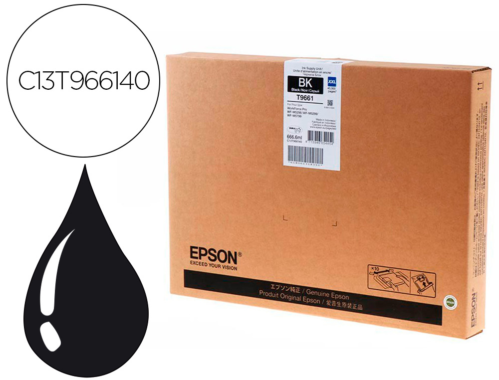 T9661 XXL (C13T966140) Оригинальный картридж EPSON черный для Epson WorkForce M5299DW / M5299 / M5799DWF / M5799 (40 000стр.) T9661 XXL (C13T966140) Оригинальный картридж EPSON черный для Epson WorkForce M5299DW / M5299 / M5799DWF / M5799 (40 000стр.)