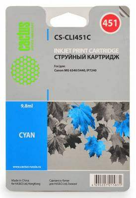 Картридж Cactus CS-CLI451C, голубой Картридж Cactus CS-CLI451C, голубой